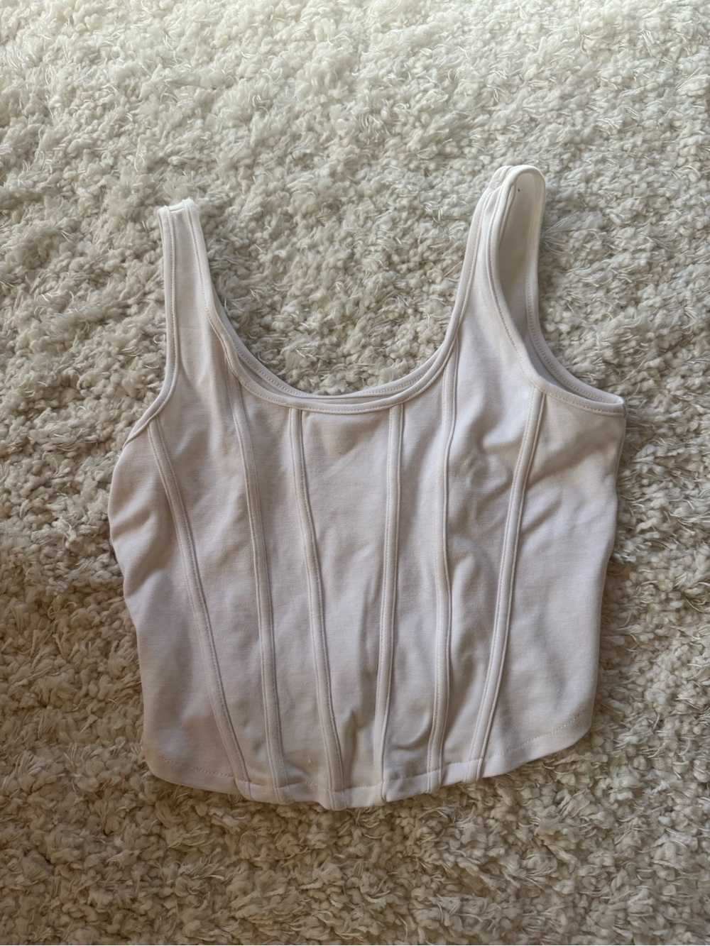 Active USA White Corset Tank Crop Top